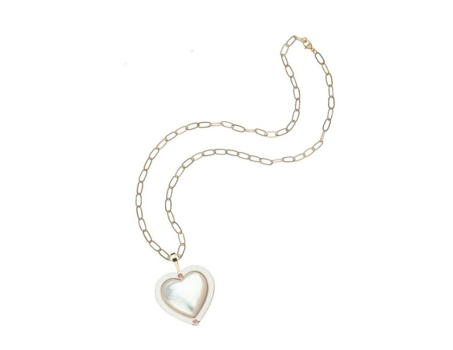 Jewelry + Accessories Jane Win Jane Win Jewelry | Love Enchanted Heart Mother Of Pearl 18" Drawn Link