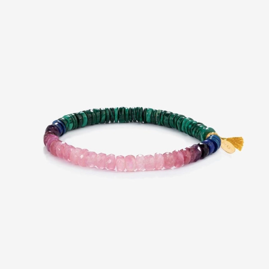 Jewelry + Accessories Shashi Bracelets | Joe Gemstone Malachite/ Pink Tourmaline