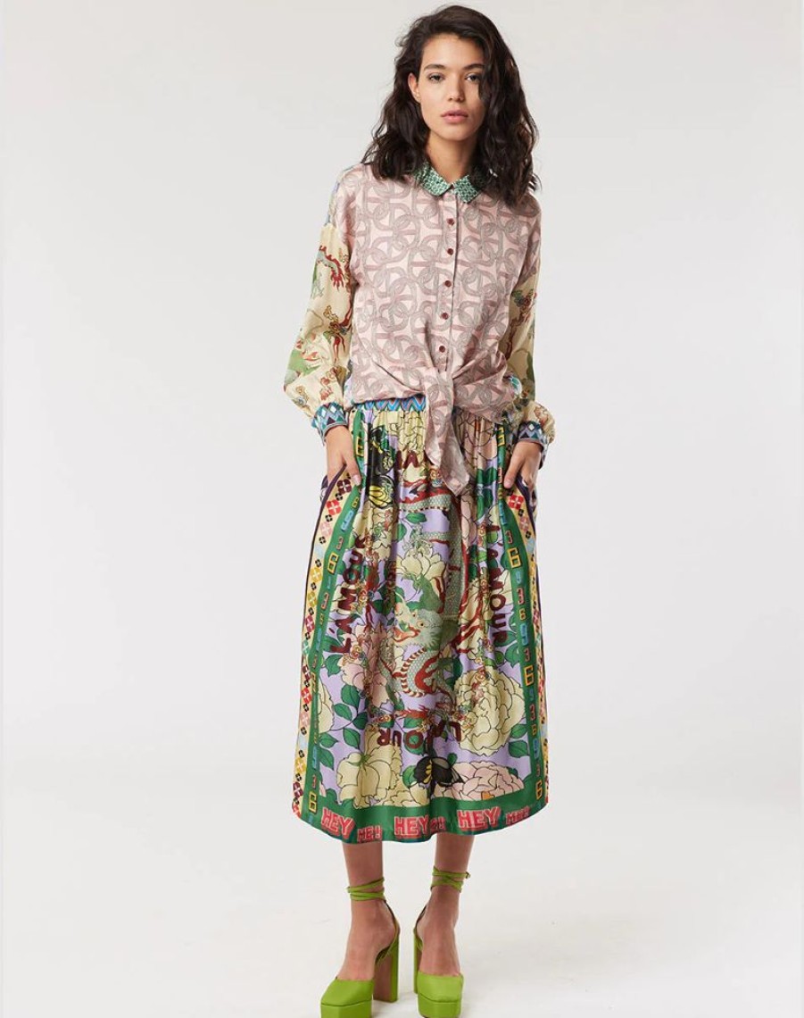 Apparel Me369 | Vanessa Printed Midi Skirt L'Amour