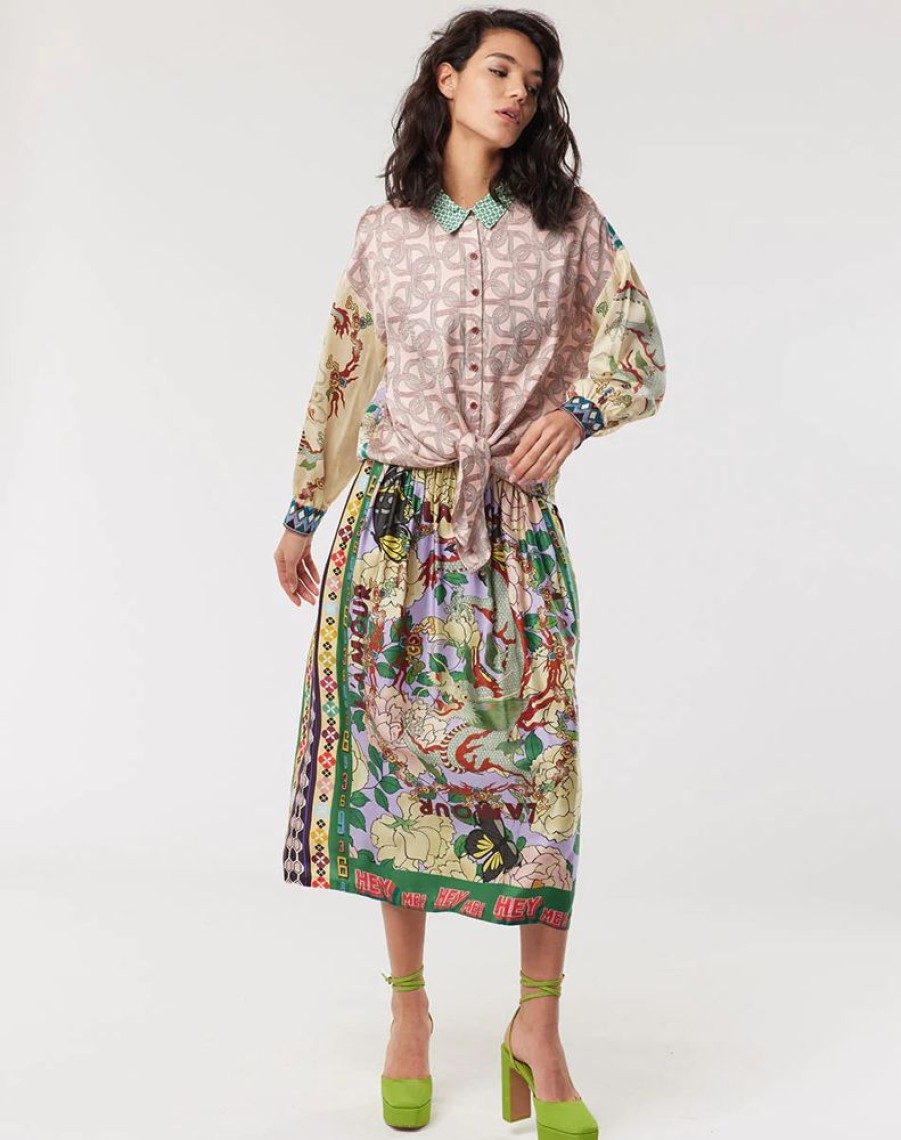 Apparel Me369 | Vanessa Printed Midi Skirt L'Amour