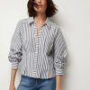 Apparel Veronica Beard | Ertha Striped Seersucker Top Navy Off White