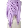 Jewelry + Accessories Alpine Cashmere Scarves | Pom Pom Triangle Wrap Lavender