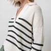 Apparel Lilla P | Textured Stripe Polo Sweater White/ Black