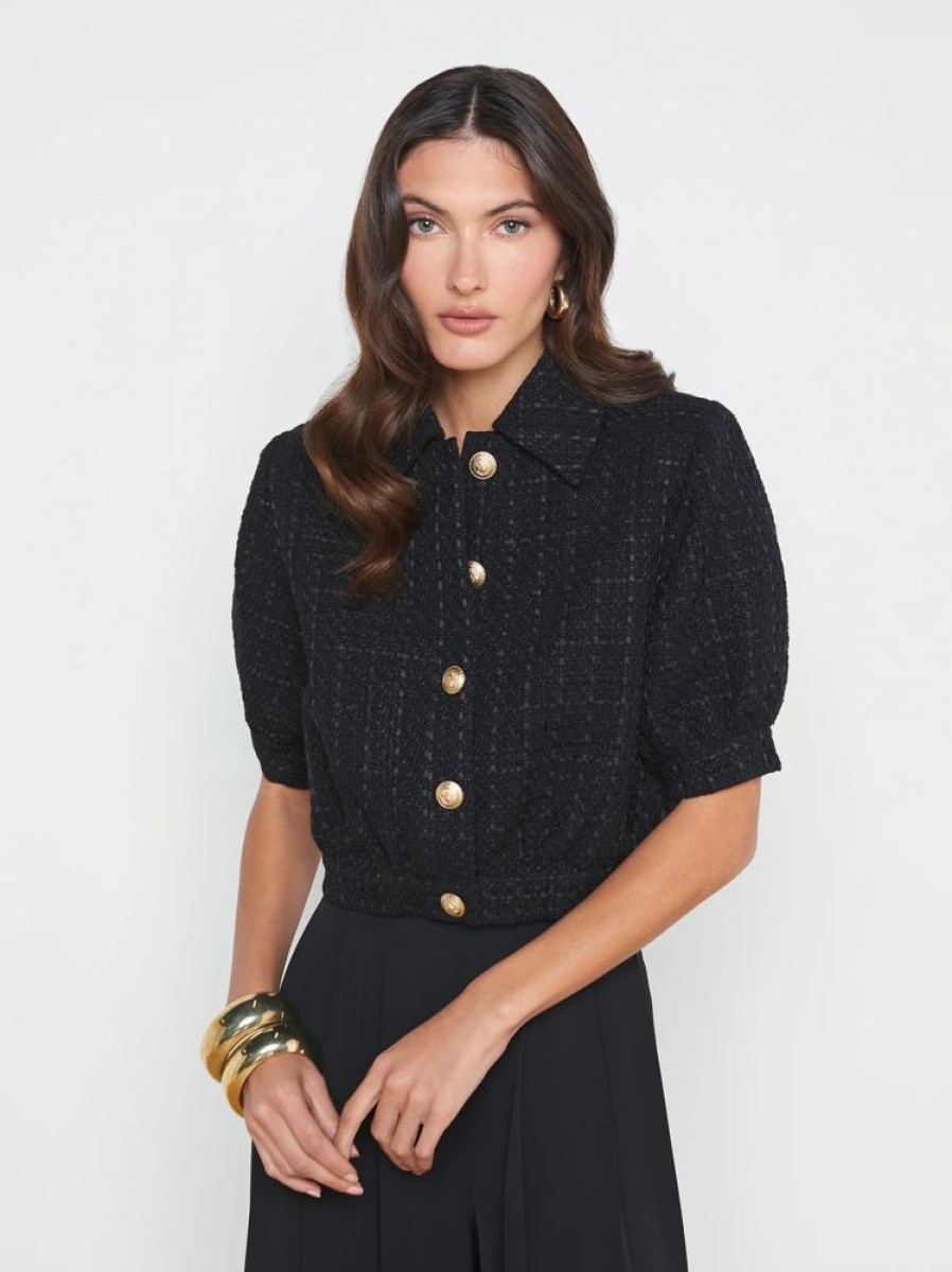 Apparel L'Agence | Cove Cropped Tweed Jacket Black