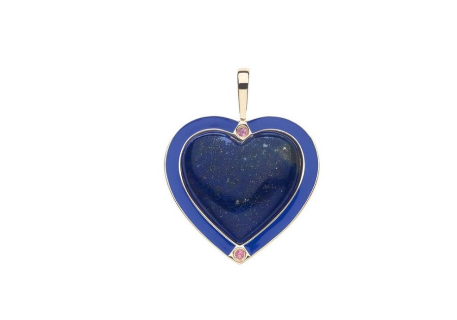 Jewelry + Accessories Jane Win Necklaces | Love Enchanted Heart Lapis 18" Drawn Link