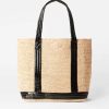 Handbags MZ Wallace | Raffia Tote Large Raffia/ Black Lacquer