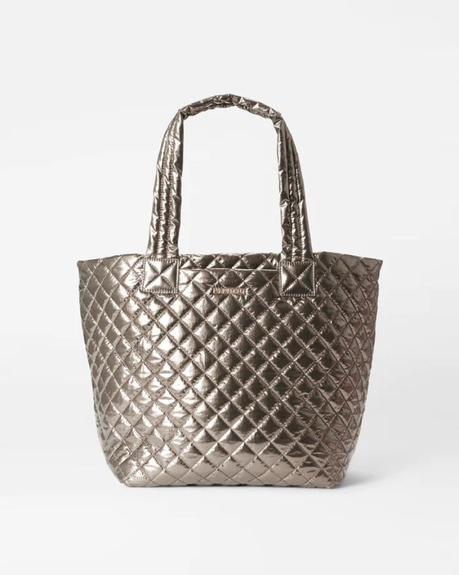 Handbags MZ Wallace | Metro Tote Deluxe Medium Moondust Metallic Lacquer