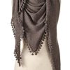 Jewelry + Accessories Alpine Cashmere Scarves | Pom Pom Triangle Wrap Walnut