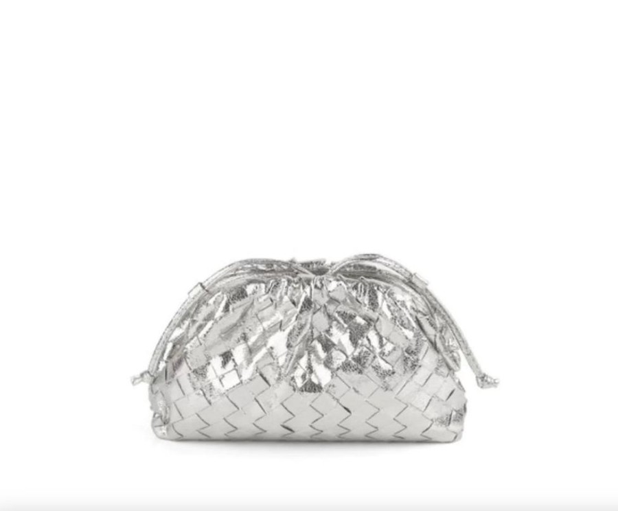 Handbags Accessory Concierge | Woven Cloud Clutch Metallic Silver