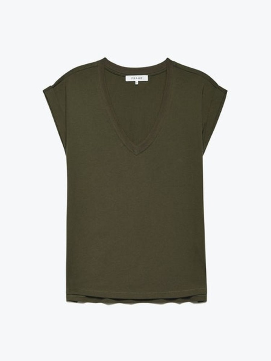 Apparel Frame | Easy V-Neck Tee Olive Khaki