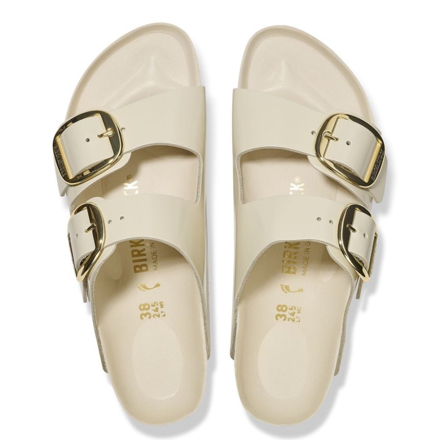 Shoes Birkenstock | Arizona Big Buckle Natural Leather Patent High Shine Ecru