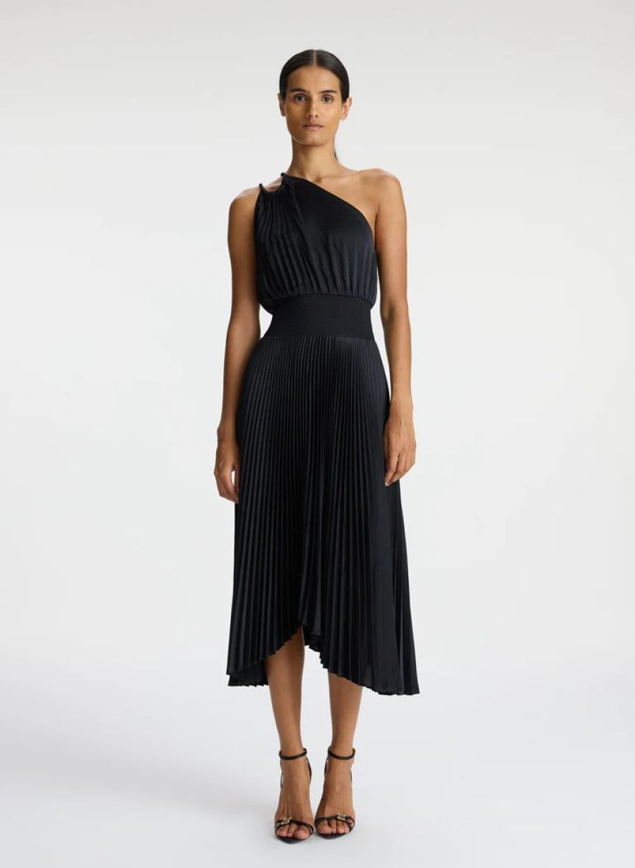 Apparel A.L.C. | Ruby Satin Pleated Dress Black