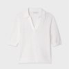 Apparel White + Warren | Organic Cotton Cashmere Mesh Polo Top White