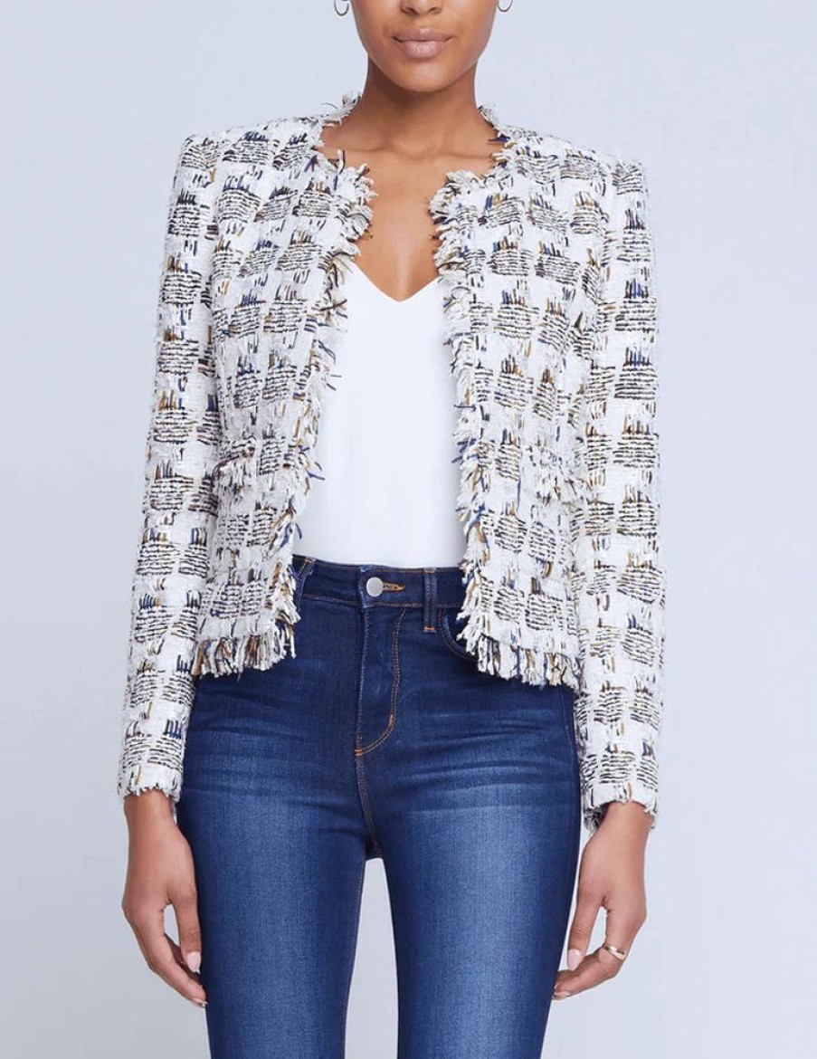 Apparel L'Agence | Angelina Tweed Jacket Ivory Multi