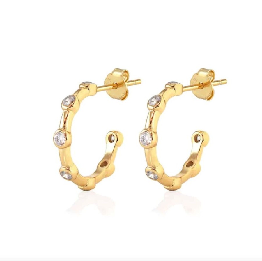 Jewelry + Accessories Kris Nations Earrings | Seven Bezel Crystal Hoop Earrings