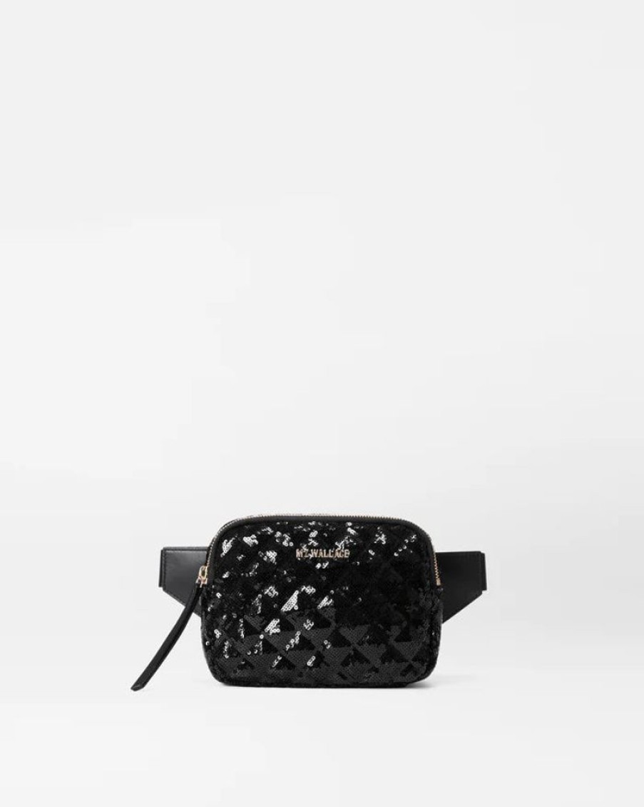 Handbags MZ Wallace | Quilted Madison Belt Bag Black Sequin