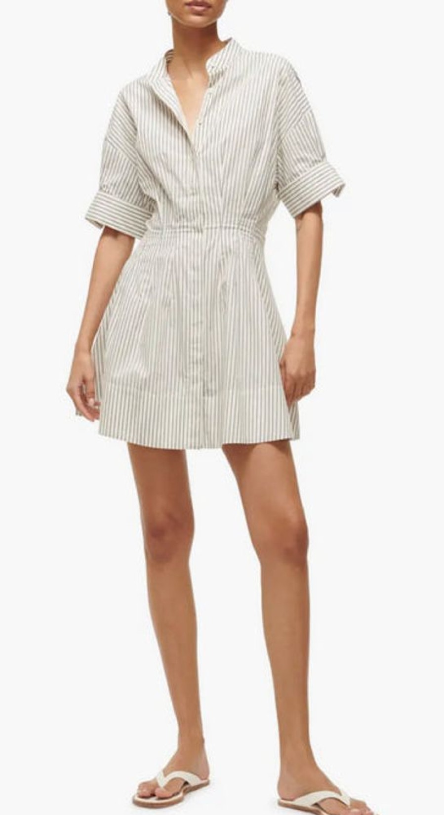 Apparel Staud | Mini Lorenza Dress Ivory Micro Stripe