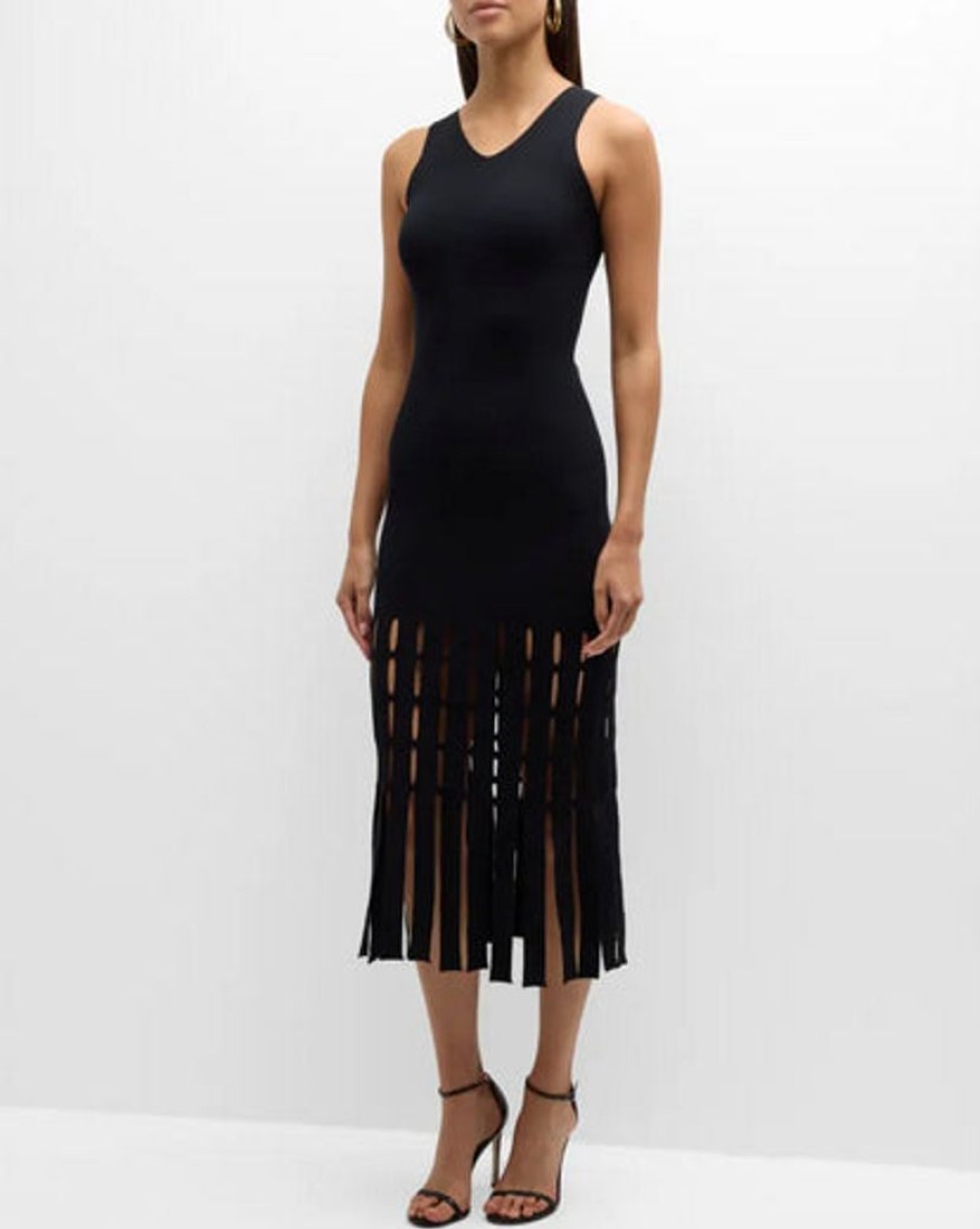 Apparel Rails | Kaia Fringe-Trim Midi Dress Black