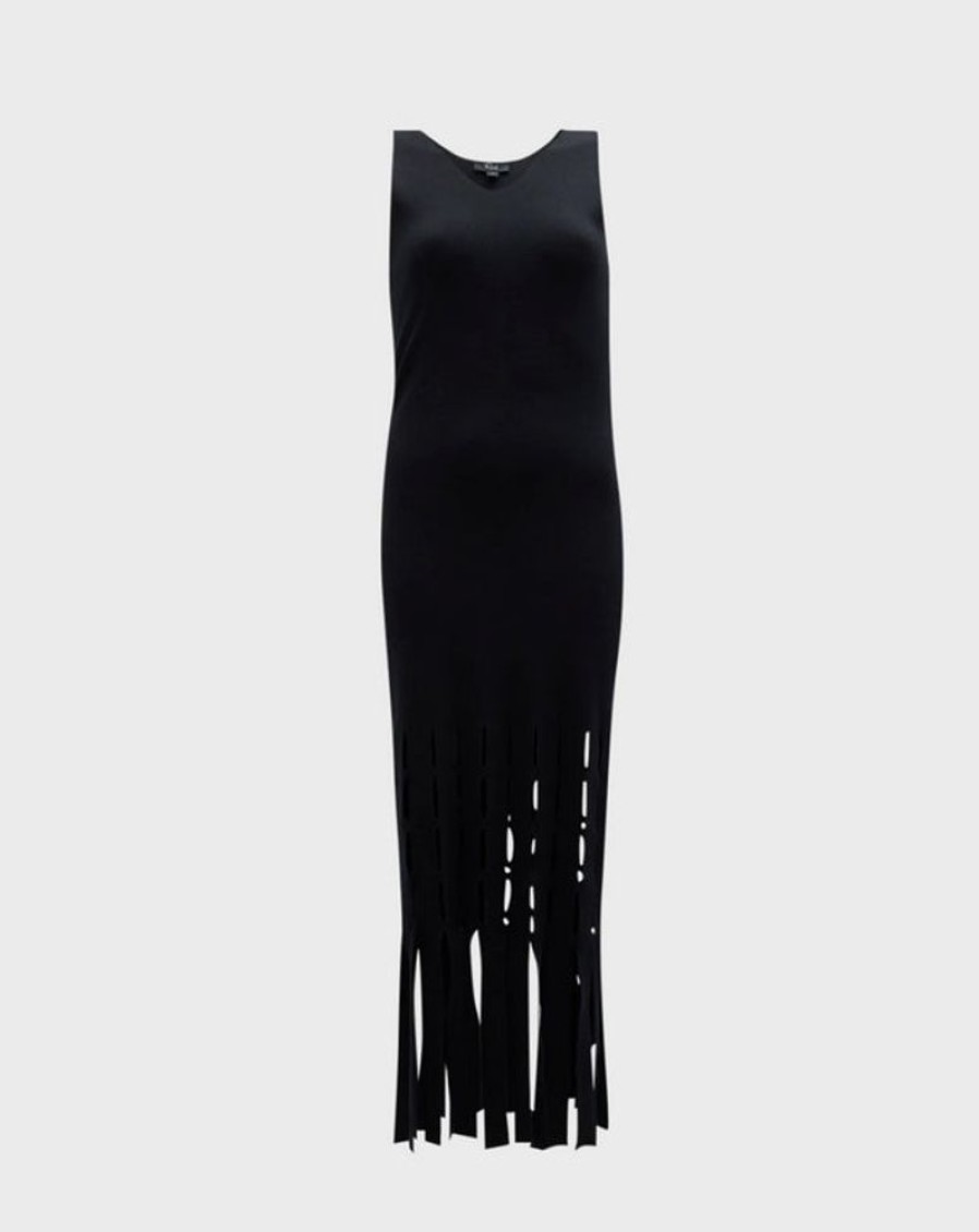 Apparel Rails | Kaia Fringe-Trim Midi Dress Black