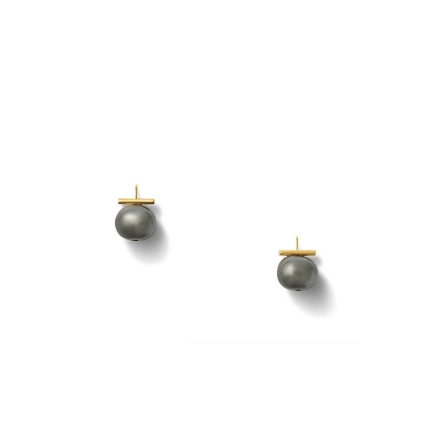 Jewelry + Accessories Catherine Canino Earrings | Classic Medium Pebble Pearl Dark Grey