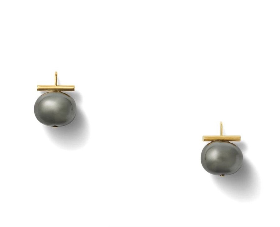 Jewelry + Accessories Catherine Canino Earrings | Classic Medium Pebble Pearl Dark Grey