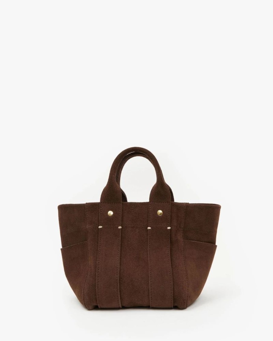 Handbags Clare V. | Le Petite Box Tote Suede Chocolate