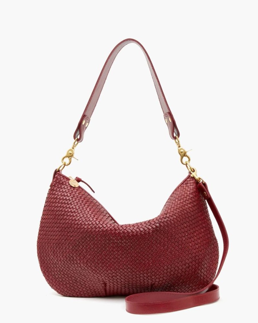 Handbags Clare V. | Moyen Messanger Diagonal Woven Oxblood