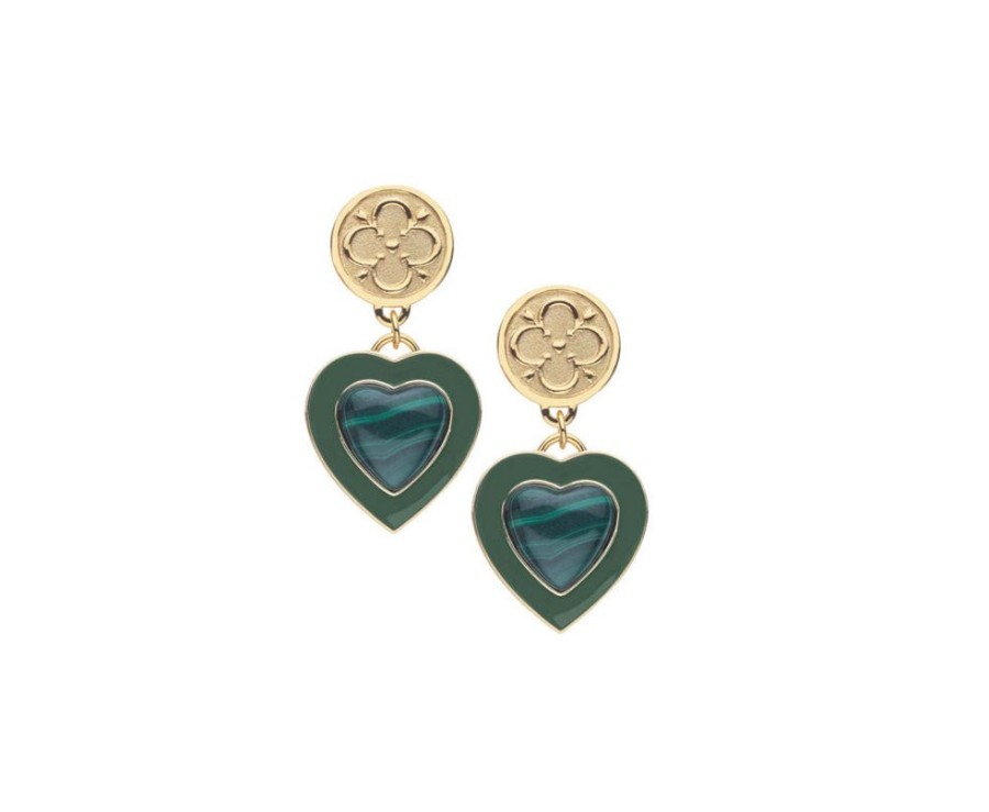 Jewelry + Accessories Jane Win Earrings | Love Enchanted Heart Earrings Malachite