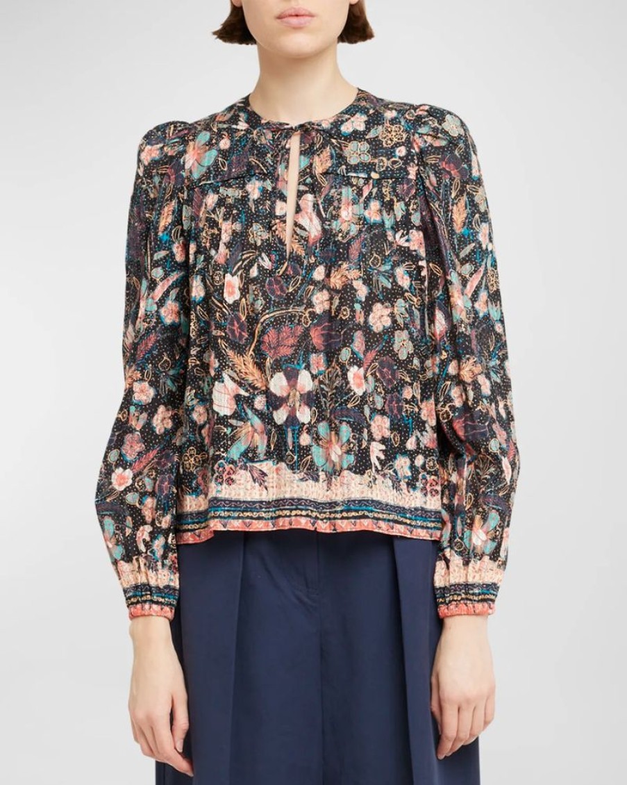 Apparel Ulla Johnson | Andi Blouse Obsidian Botanica