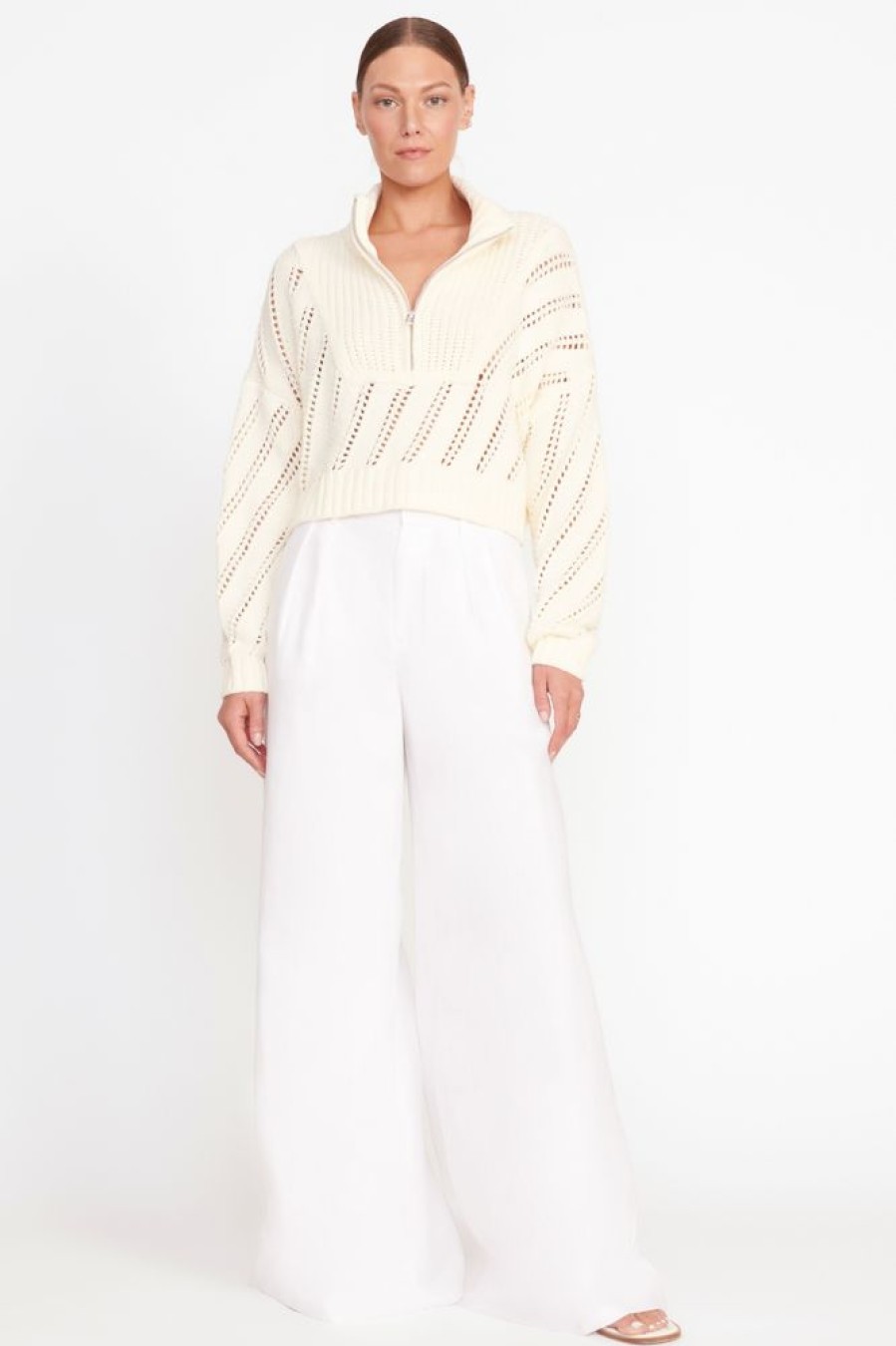 Apparel Staud | Cropped Hampton Sweater Ivory