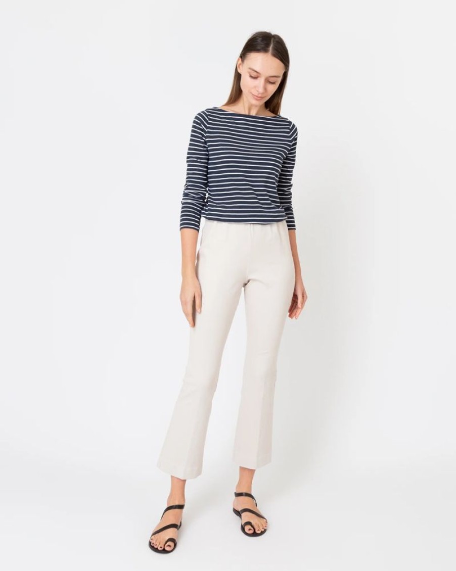 Apparel Ann Mashburn | Faye Flare Cropped Pant Taupe Stretch Twill