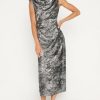 Apparel Brochu Walker | Trey Draped Waist Dress Galaxy Silver