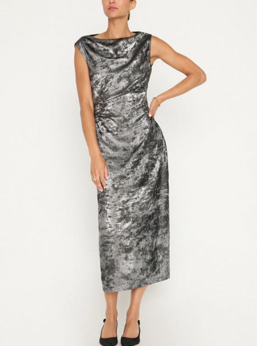 Apparel Brochu Walker | Trey Draped Waist Dress Galaxy Silver