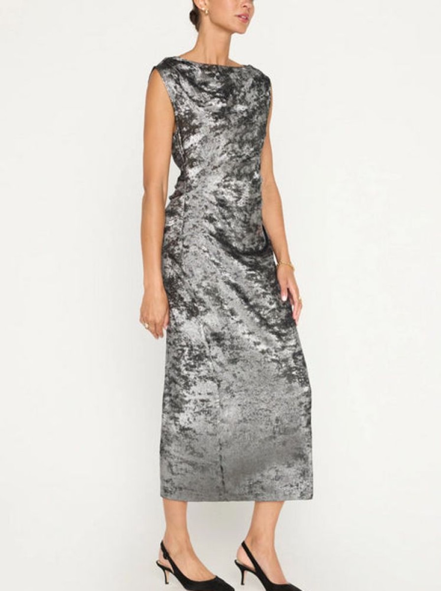 Apparel Brochu Walker | Trey Draped Waist Dress Galaxy Silver