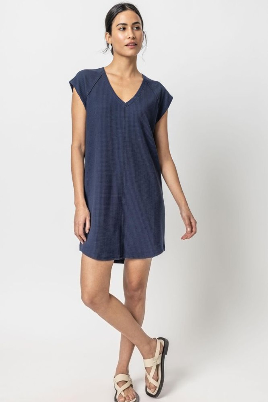 Apparel Lilla P | V Neck Raglan Dress Navy