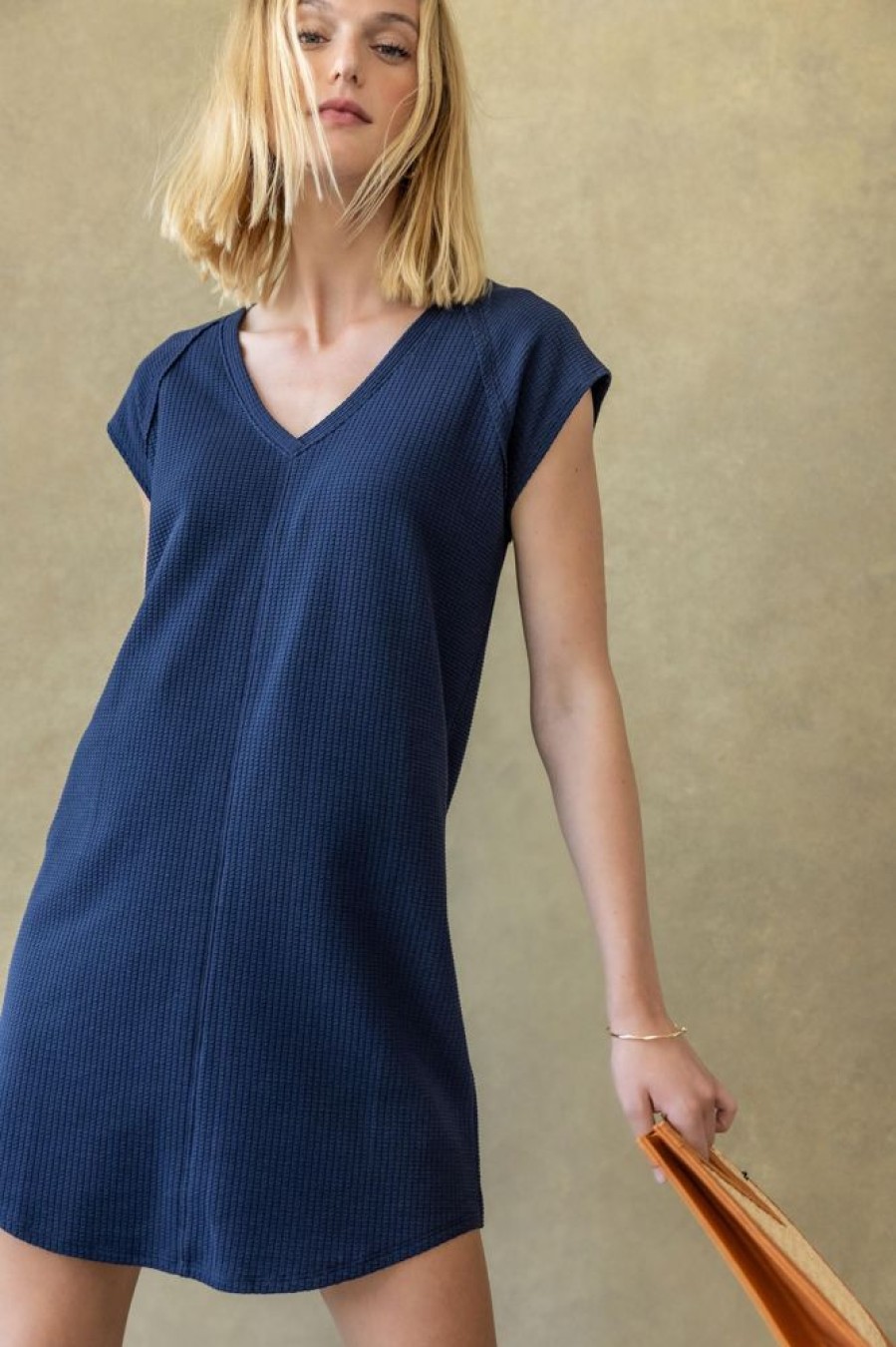 Apparel Lilla P | V Neck Raglan Dress Navy