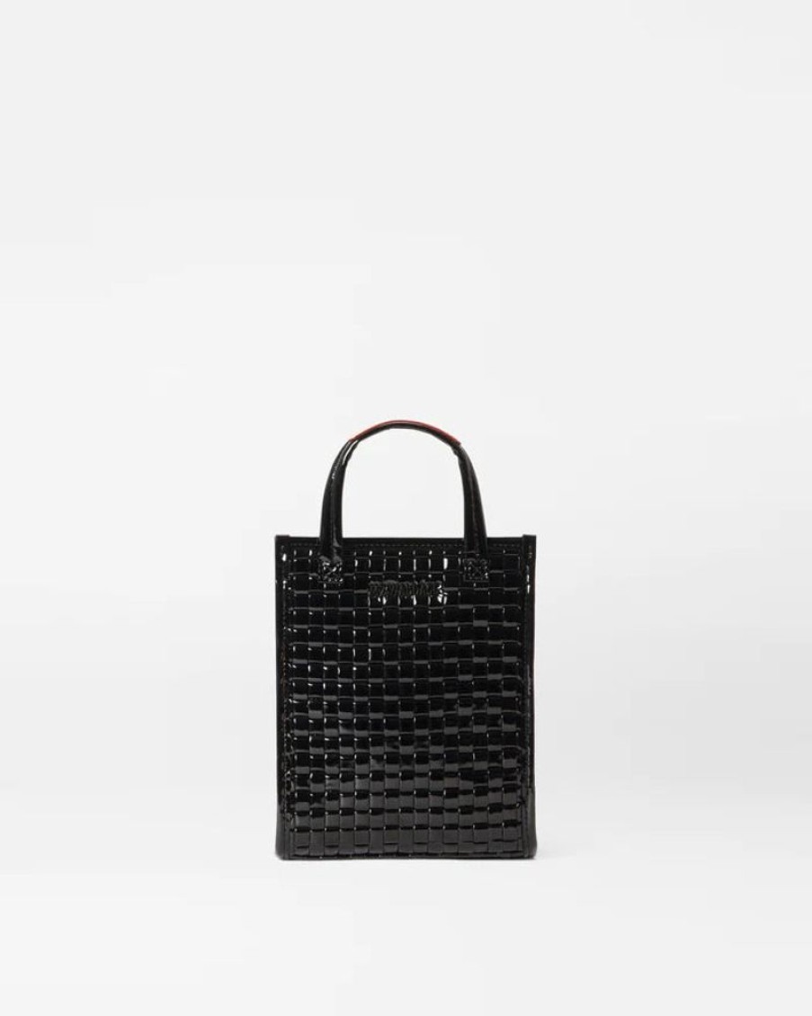 Handbags MZ Wallace | Woven Box Tote Micro Black Lacquer