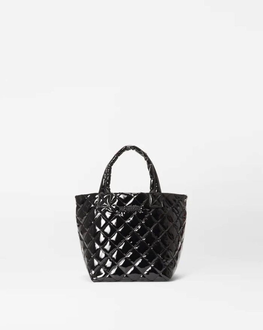 Handbags MZ Wallace | Metro Tote Deluxe Micro Black Lacquer