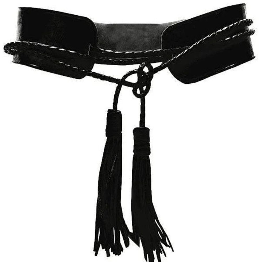 Jewelry + Accessories Miss June Belts | Belt Leather With Tassel Black