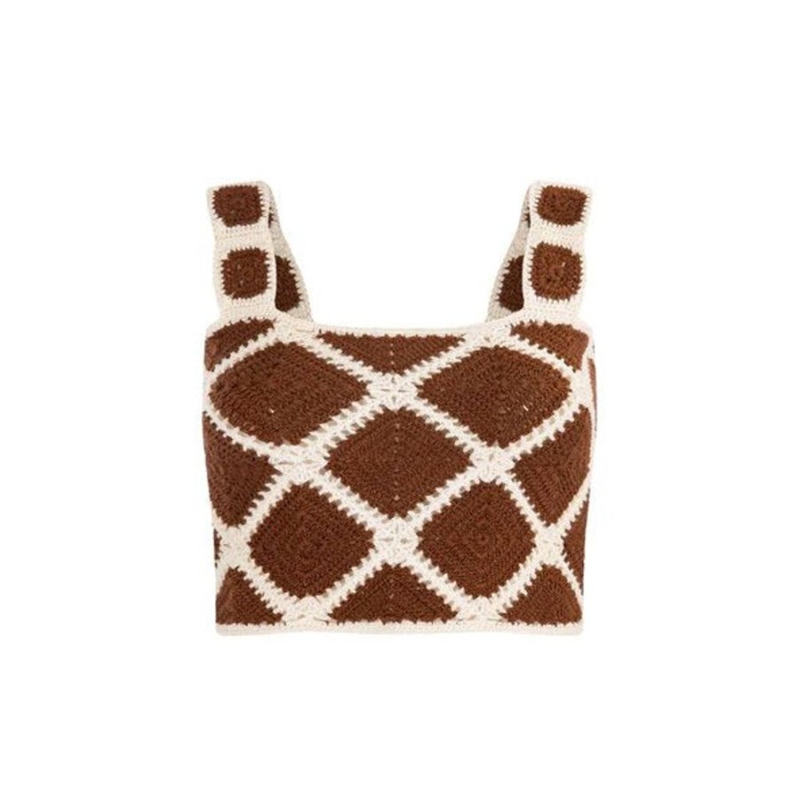 Apparel Castellano | Top Kai Crochet Long Waist Brown