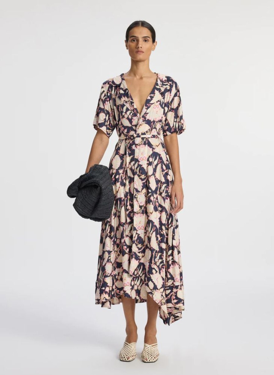 Apparel A.L.C. | Emery Midi Wrap Dress Maritime Navy Multi