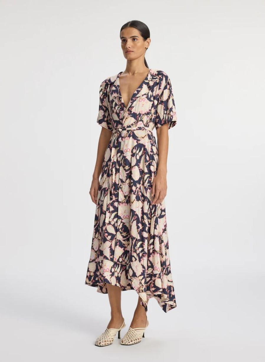 Apparel A.L.C. | Emery Midi Wrap Dress Maritime Navy Multi