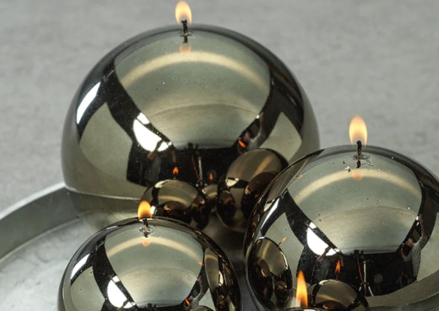 Jewelry + Accessories Zodax Candles & Diffusers | Shiny Metallic Ball Candle 6" Dark Green