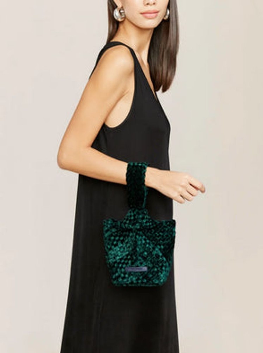 Handbags Naghedi | Kyoto Clutch Velvet Emerald