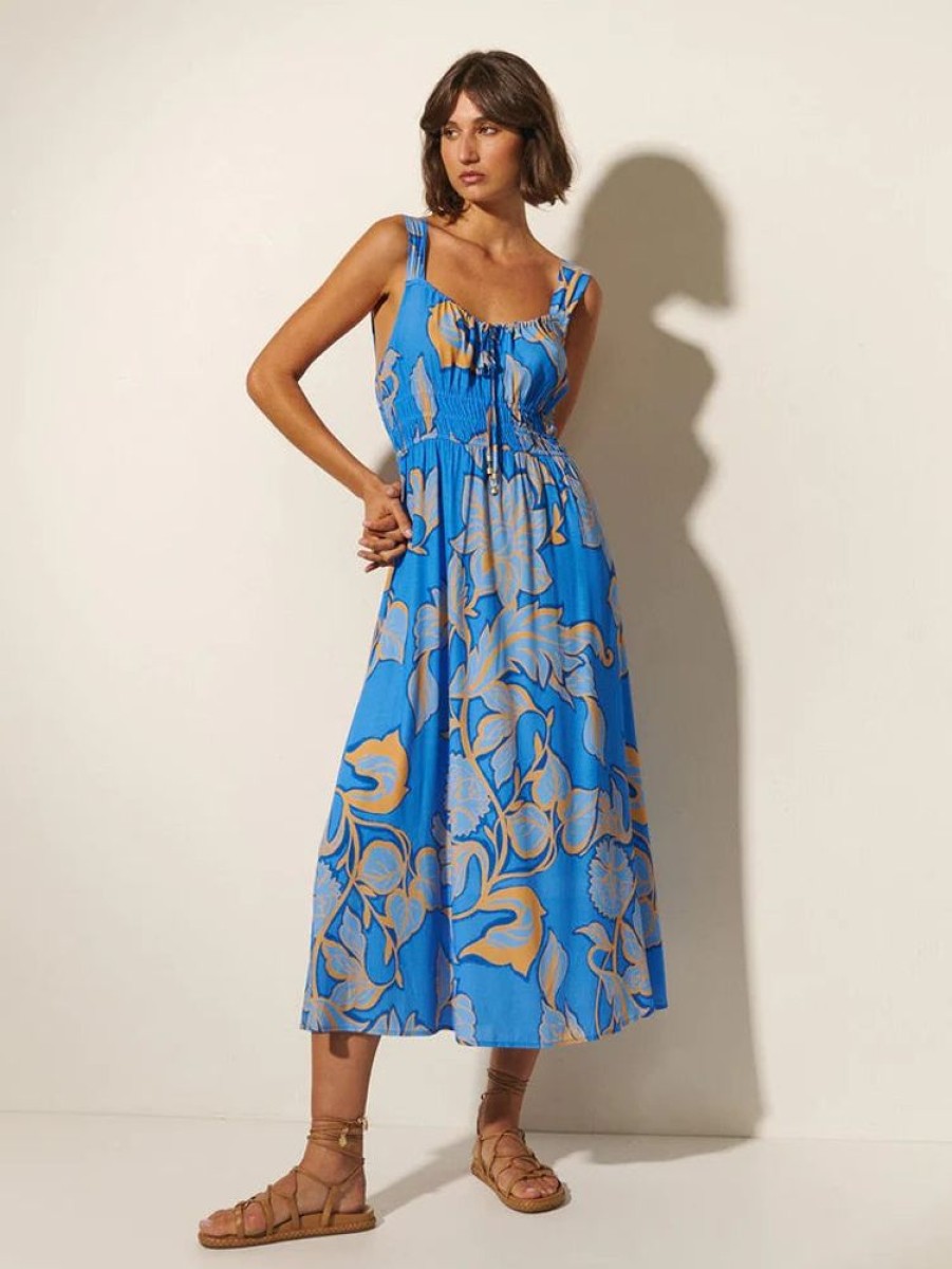 Apparel Kivari | Taniana Midi Dress Blue Floral