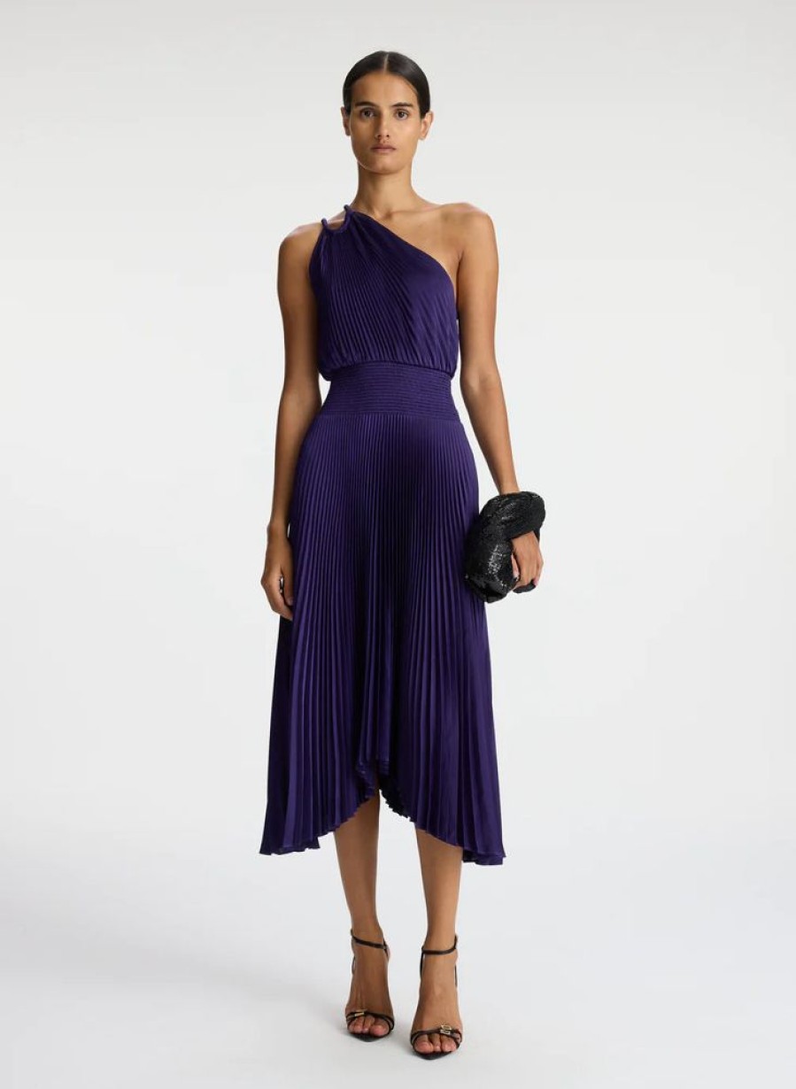 Apparel A.L.C. | Ruby Satin Pleated Dress Purple