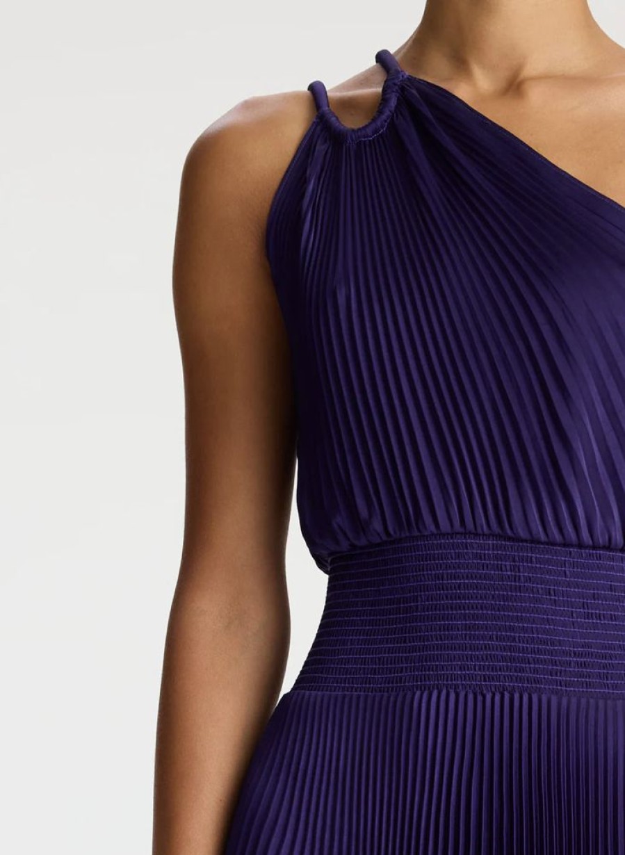 Apparel A.L.C. | Ruby Satin Pleated Dress Purple