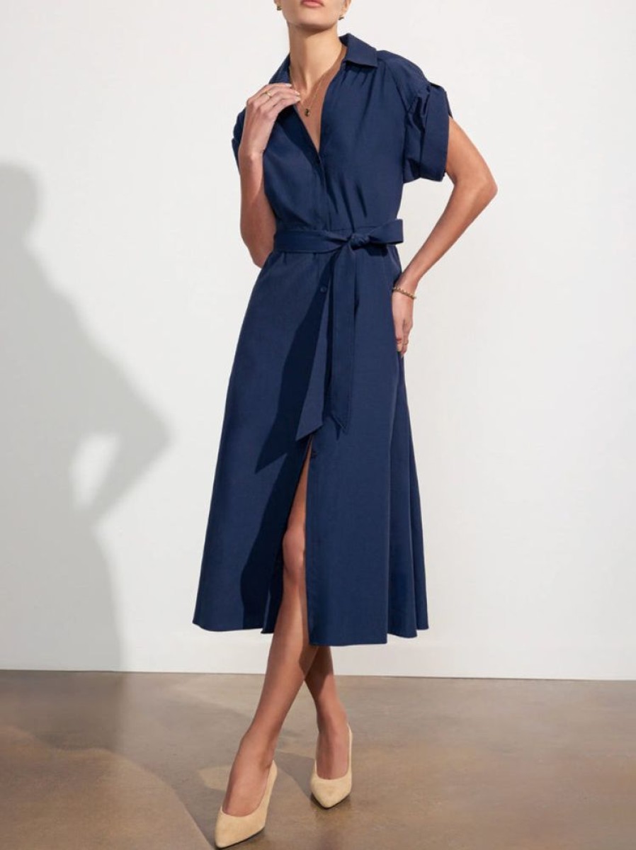 Apparel Brochu Walker | Fia Belted Dress Navy