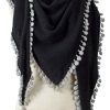 Jewelry + Accessories Alpine Cashmere Scarves | Pom Pom Triangle Wrap Black/ Birch