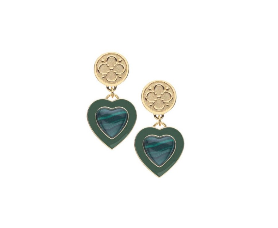 Jewelry + Accessories Jane Win Jane Win Jewelry | Love Enchanted Heart Earrings Malachite